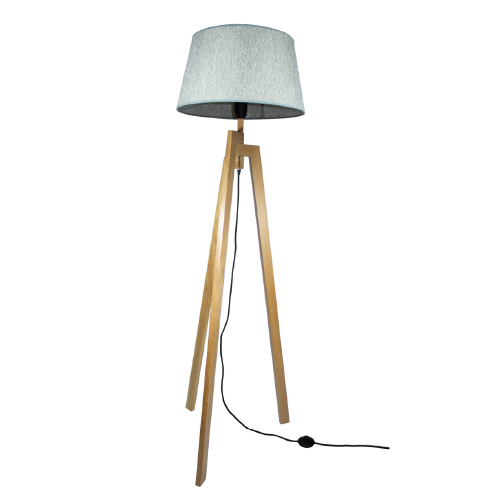 Lámpara de pie madera cedro con pantalla 35x45x25cm venecia gris